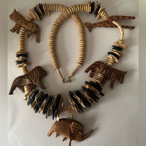 Animal Carved Beaded Necklace